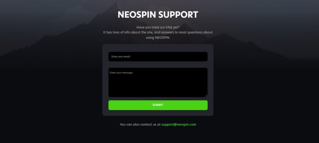 Neospin customer support 