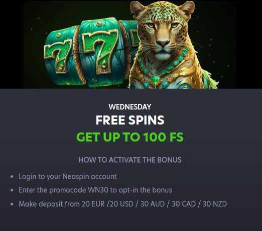 Neospin Casino Wensday Free Spins Bonus